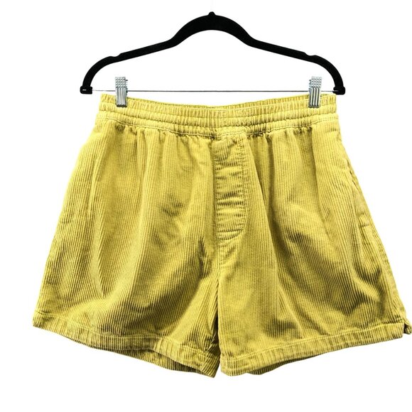 Urban Outfitters Yellow Corduroy Volley Short Mens M Pull On Relaxed Pleated - Picture 1 of 10